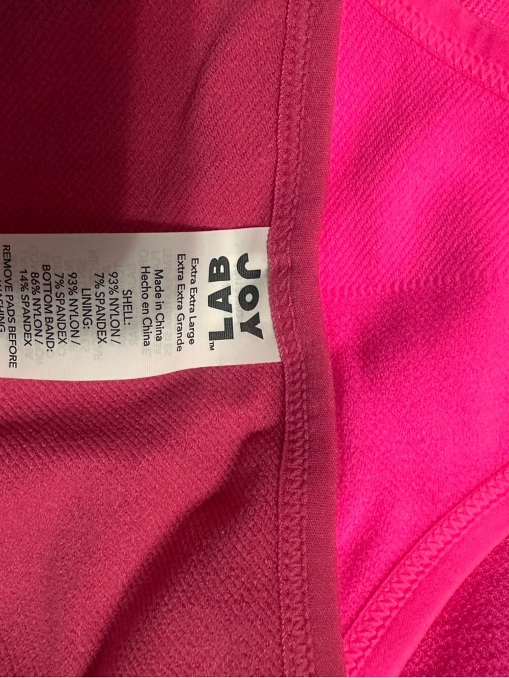 JoyLab Neon Pink Racerback Tank Top with Mauve Straps - Picture 4 of 4
